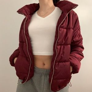 Burgundy Puffer Jacket